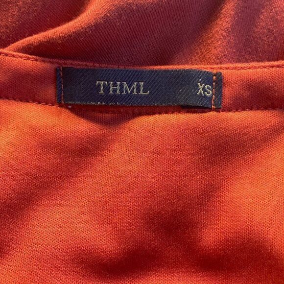 THML SZ XS Rust long sleeve shift dress with embroidered details - Picture 6 of 8